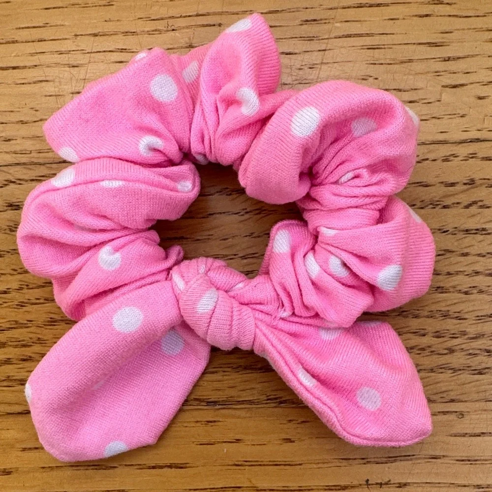 Pink Polka Dot Hair Scrunchie for Kids